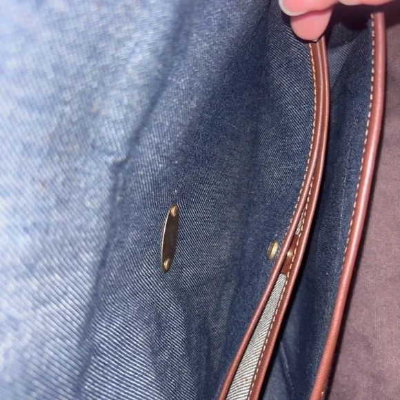 Celine Denim and Brown leather Studded Shoulder Bag - Picture 8 of 16